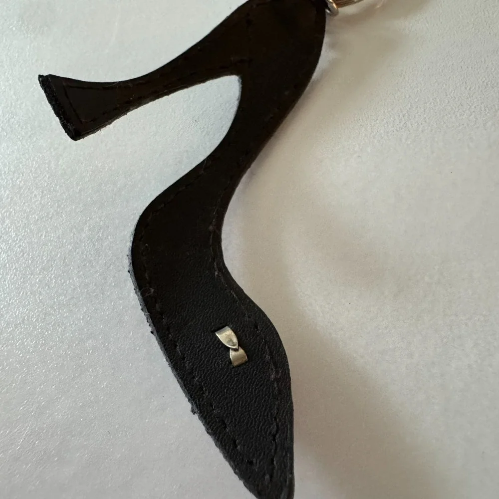 Shoe Shape Faux Leather Keychain Key Ring Purse Bag Charm Purple with Rhinestone